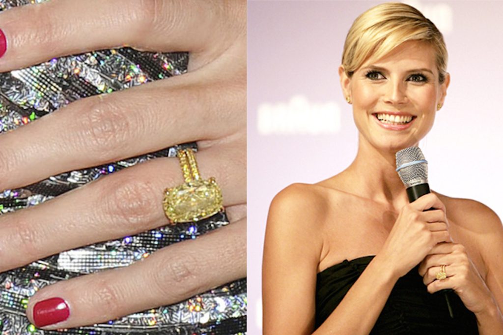 Heidi Klum wearing her canary diamond engagement ring