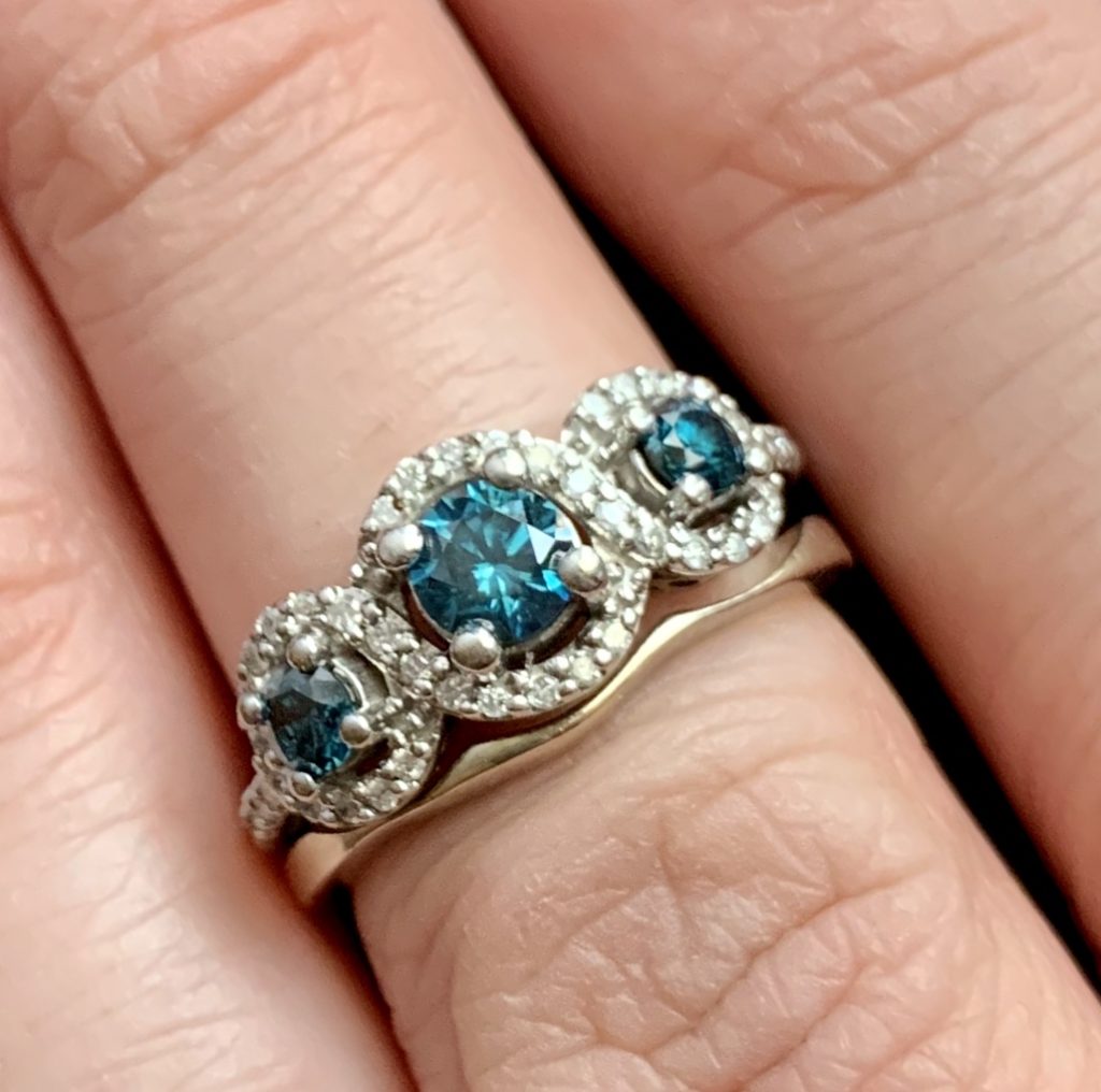 Stunning blue diamonds for an engagement ring.