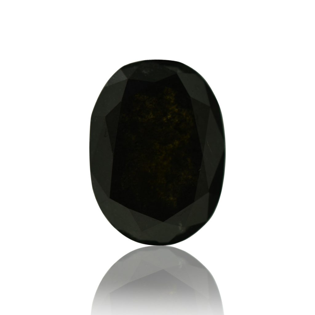 A beautiful, black, clarity enhanced colored diamond.