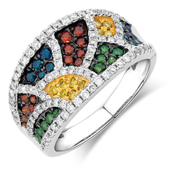 Enhanced colored diamond white gold ring