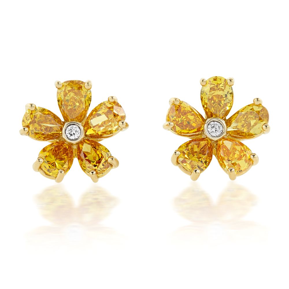 Brilliant Thanksgiving yellow diamond engagement earrings