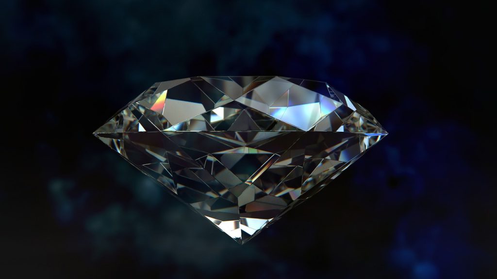 Diamond subjected to laser drilling