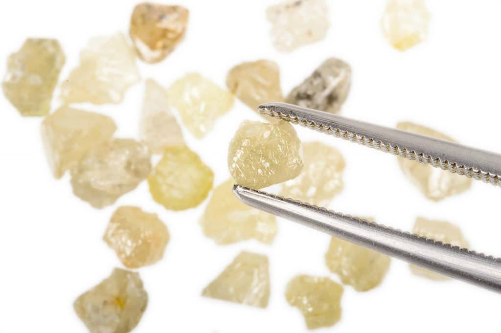 Rough diamonds ready for processing