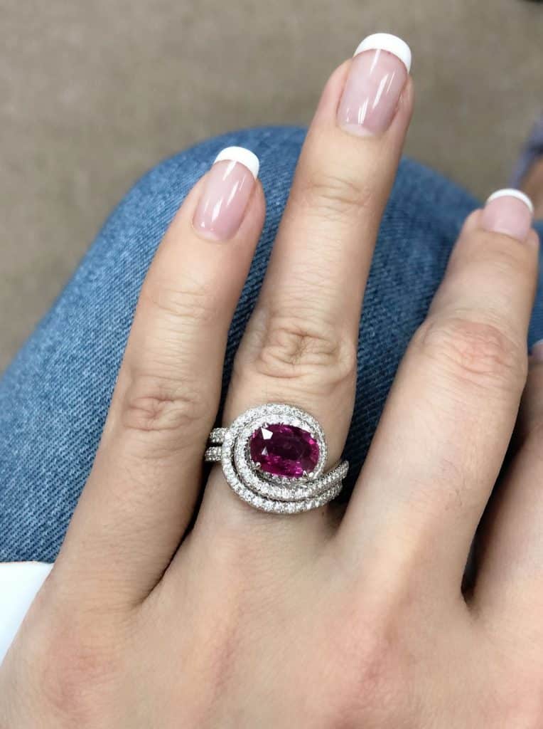 A diamond ruby ring