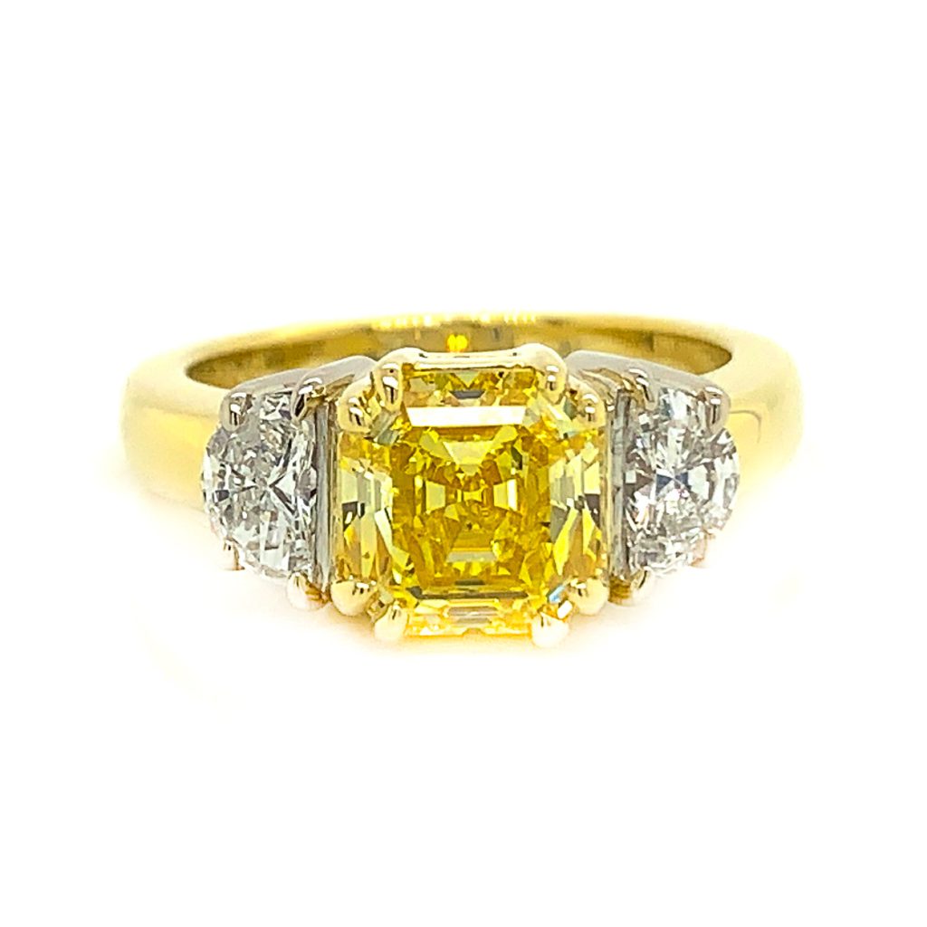 Yellow diamond set in yellow gold